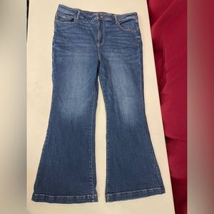 American Eagle STRETCH flare bell bottoms denim jeans  wide leg dark trousers